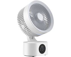 VHV-Oplaadbare Tafelventilator met Spraakbesturing - Stille Luchtcirculator met Timer - Bureau Ventilator met Lange Accuduur - Slimme USB Ventilator voor Slaapkamer en Kantoor