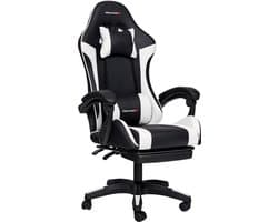 RACINGX - Game stoel Met Voetsteun- Ergonomisch - Bureaustoel - Verstelbaar - Racing - Gaming Chair - Zwart/Wit