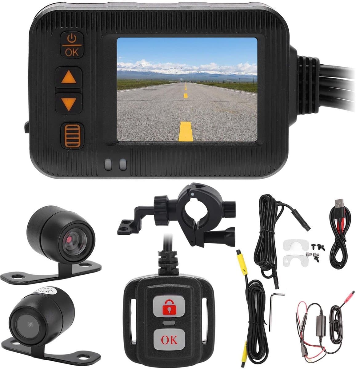 Dailygoods - Dailygoody Motorfiets Dash Cam - 1080P HD - Waterdicht - 2 Inch Scherm - Loop Recording - Geschikt voor alle motorfietsen - Zwart — afbeelding 1