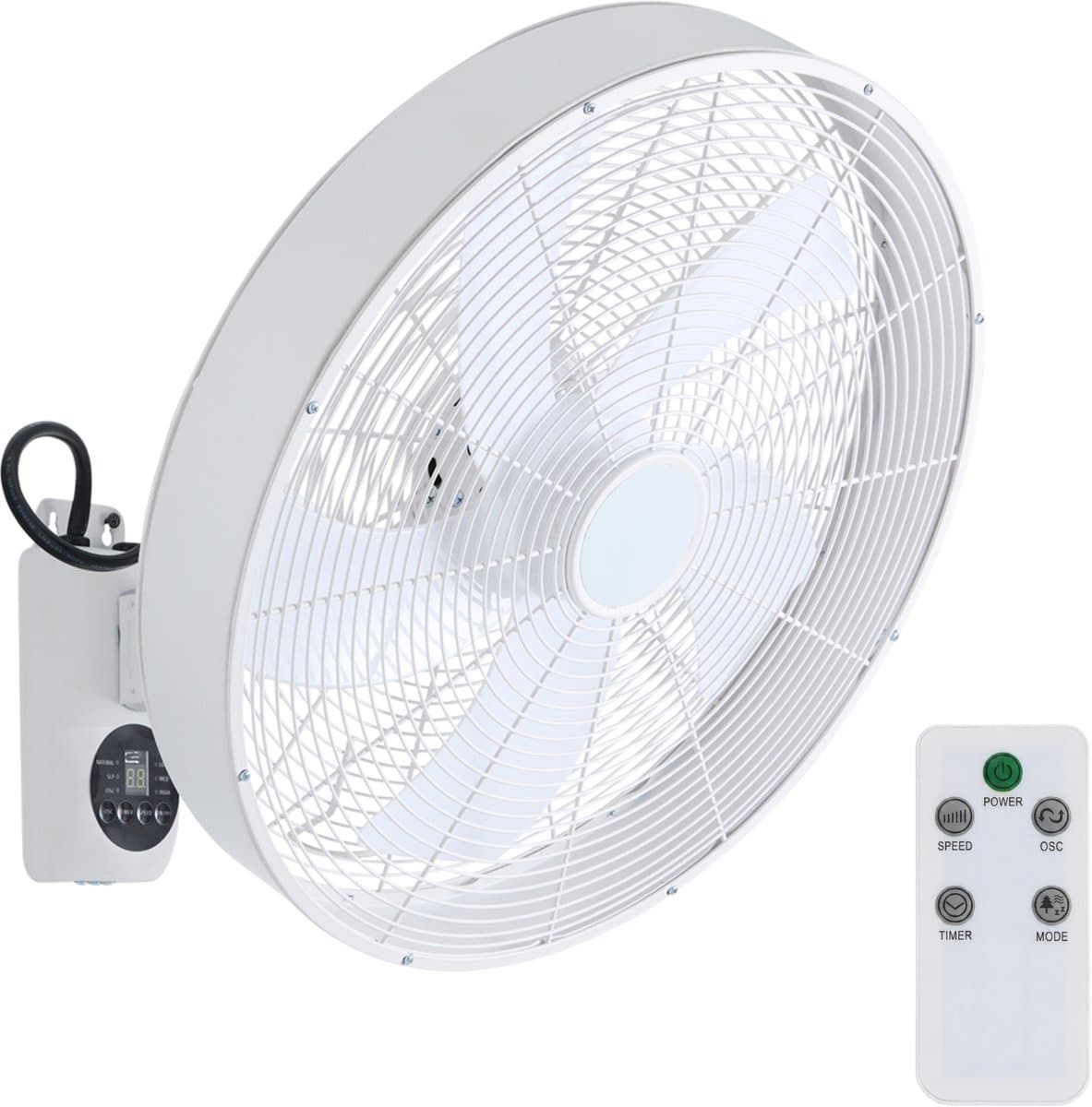 Evolar Wandventilator met Afstandsbediening - 50W - Muurventilator - Automatische Oscillatie - 3 Snelheden - Timer - Wit - EVO-WF50W — afbeelding 1