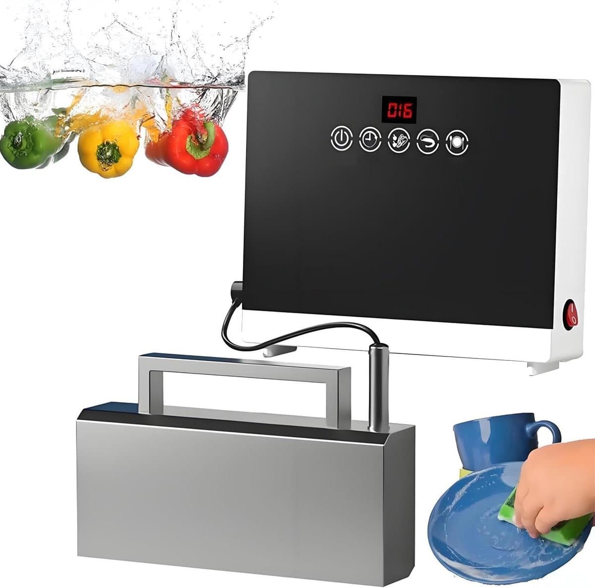 Draagbare Afwasmachine - Gootsteen Reiniger - Servies Reinigen - Multifunctionele Reiniging - 360 Watt - Zilver — afbeelding 1