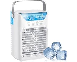 Airco - Mobiele airco - Draagbare airconditioner - Aircooler – 3-in-1 verdampingskoeler met 3 windsnelheden, groot waterreservoir, 7-kleuren nachtlampje, 2/4/6-uurs timer, luchtkoelventilator voor slaapkamer en kantoor