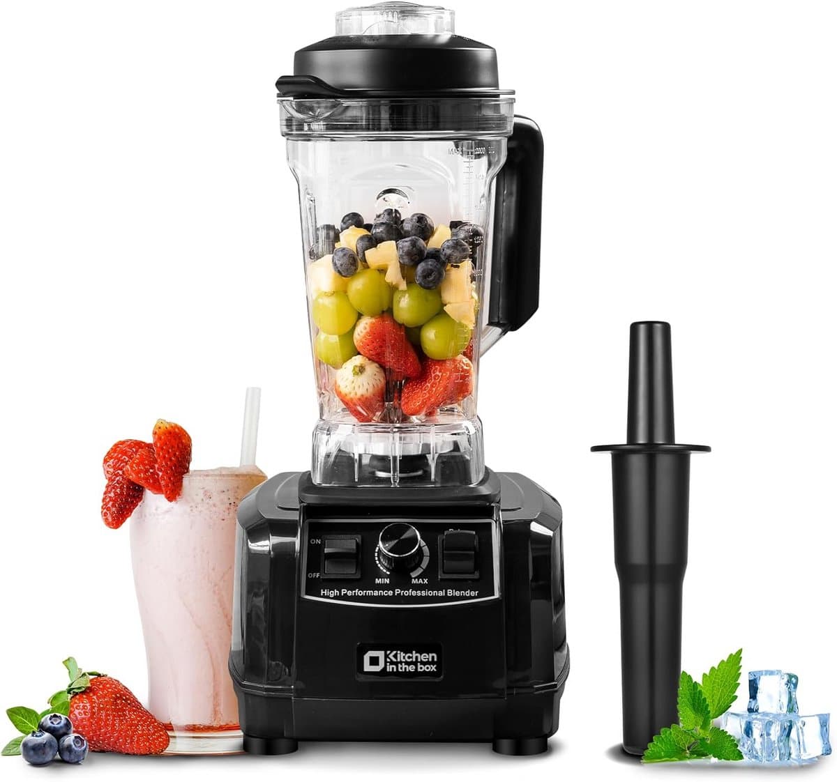 Krachtige Blender - Keukenmachine - Smoothies Maken - 1500 Watt Vermogen - 2 Liter Inhoud - Zwart — afbeelding 1