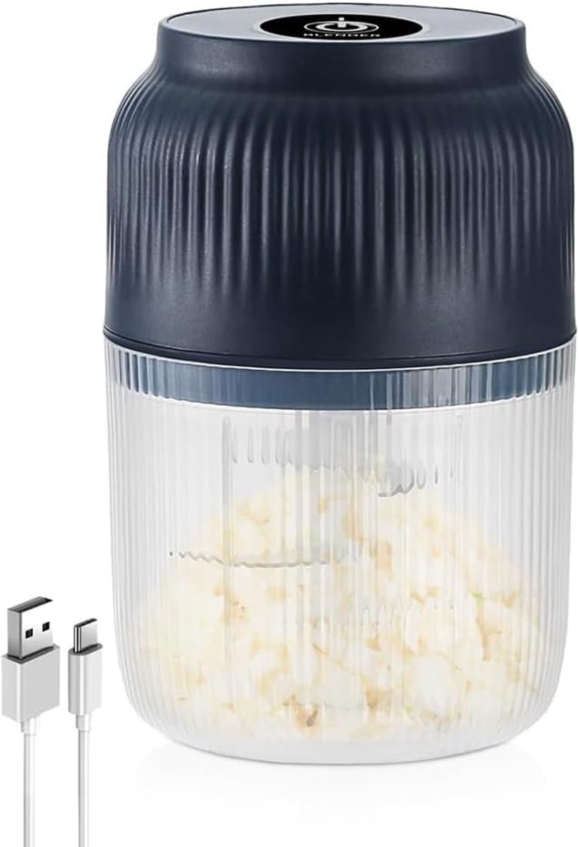 Mini Keukenmachine - Elektrische Hakker - Snel Ingrediënten Snijden - Draadloos USB Opladen - Compact Formaat - Zilver — afbeelding 1