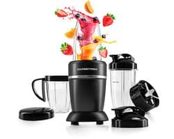 GOURMETmaxx Nutrition Mixer 1000 Watt | Smoothie Maker mit to go Deckel | Standmixer mit Mixbecher & Frischhaltedeckel – ideal zum Aufbewahren | Standmixer mit Zubehörset L für Shakes, Smoothies etc.
