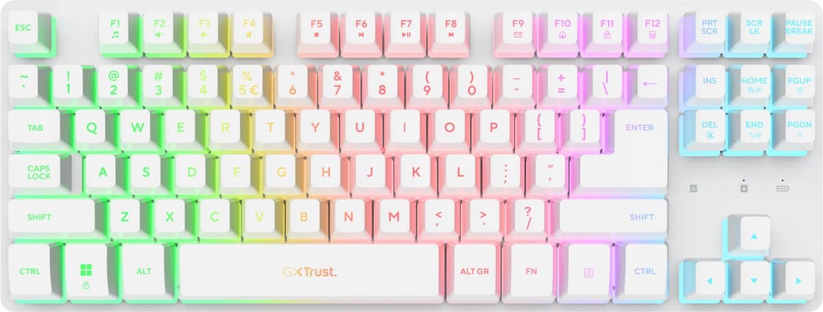 Trust GXT 831W Thado - Gaming Toetsenbord - TKL - RGB - Draadloos - QWERTY US - Wit — afbeelding 1