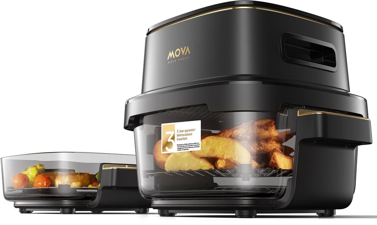 Mova Aeroglass AF20 Pro Glazen Airfryer - Dubbele Capaciteit 4L + 2.5L - Borstelloze Grill — afbeelding 1