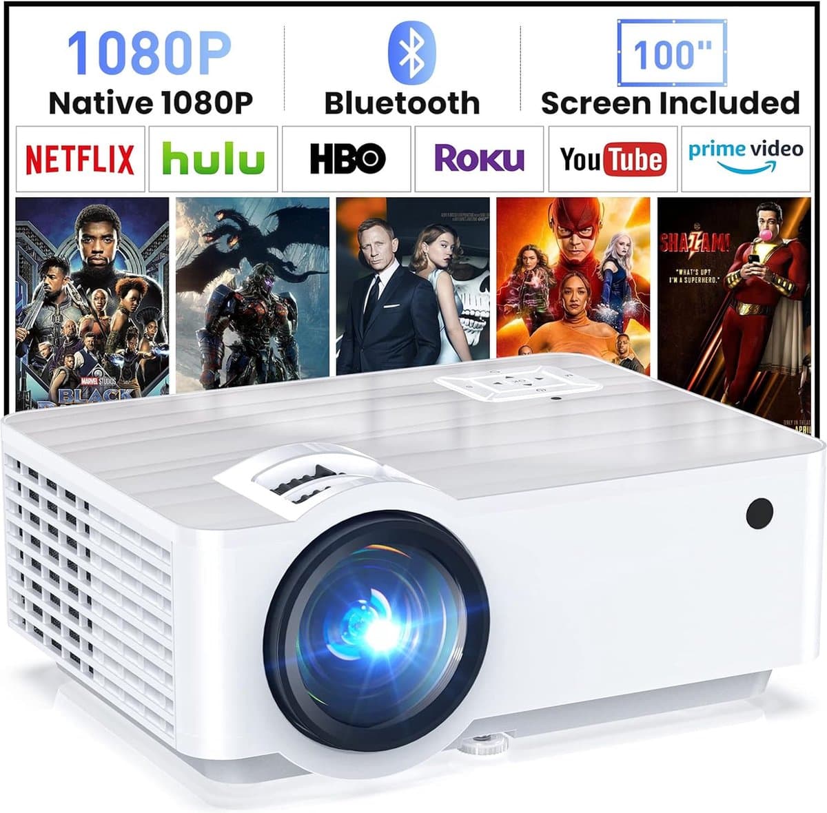 Mini Beamer - Input tot 1080P Full HD - Inclusief HDMI kabel - Projector - Mini Projector - HDMI - USB - Wit - Smartphone - Draagbaar - Ingebouwde speaker — afbeelding 1
