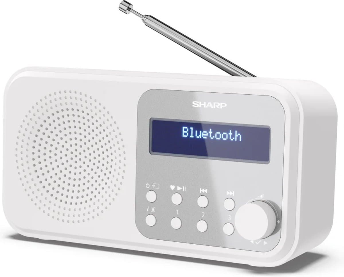 Sharp DR-P420 WIT draagbare radio met klok — afbeelding 1