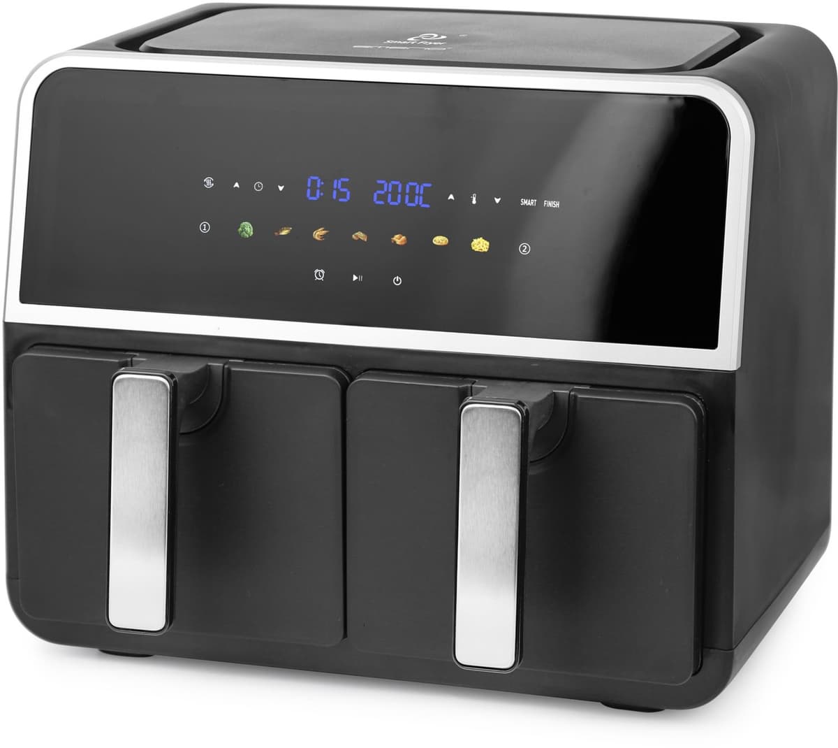 Digitale dubbele heteluchtfriteuse,, frituren met hete lucht zonder extra olie, 2 x 4,5 liter volume, 7 programma's, -functie (beide tegelijk klaar), AF-132833 — afbeelding 1