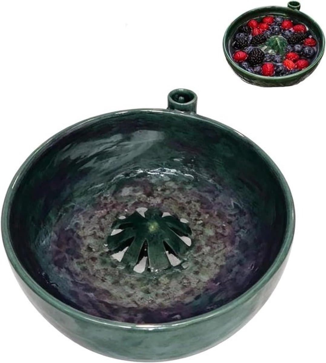 Zelfdraaiende Kom - Fruitwasser Zeef - Snelle Reiniging - Automatische Vortex-actie - 100 mm - Bosgroen — afbeelding 1