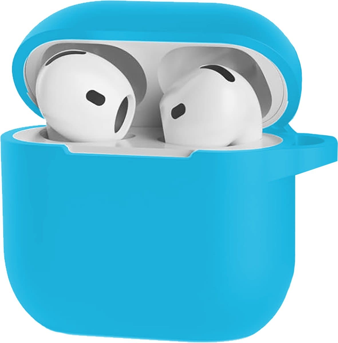 Hoesje Geschikt voor Apple AirPods 5 - Siliconen Hoes met Clip - Silicone Case Cover - Lichtblauw — afbeelding 1