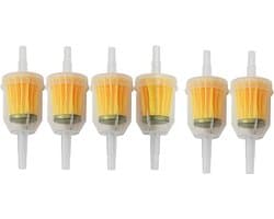 6 stuks universele brandstoffilter, benzinefilterset voor motorfiets, scooter, grasmaaier, bromfiets, auto, in-line - ShopVlot
