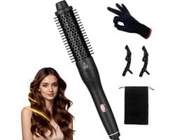 Thermoborstel voor haar, professionele ronde borstel 38 mm met hete lucht, voor krullen en volume, krultang en gladmaken, volumegevend voor snelle styling