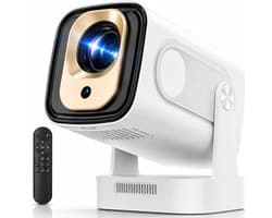 Draagbare mini-projector, 1080p, met 4K-ondersteuning, verbeterde versie 2026, tv-projector, draagbare projector, Android 11, autofocus, tot 130 inch projectie, 180 graden rotatie voor plafond