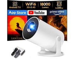 Mini Beamer 1280 x 720 HDMI - 720P Resolutie - DLP - Android 11 Systeem - Compact Formaat - Thuisbioscoop Projector
