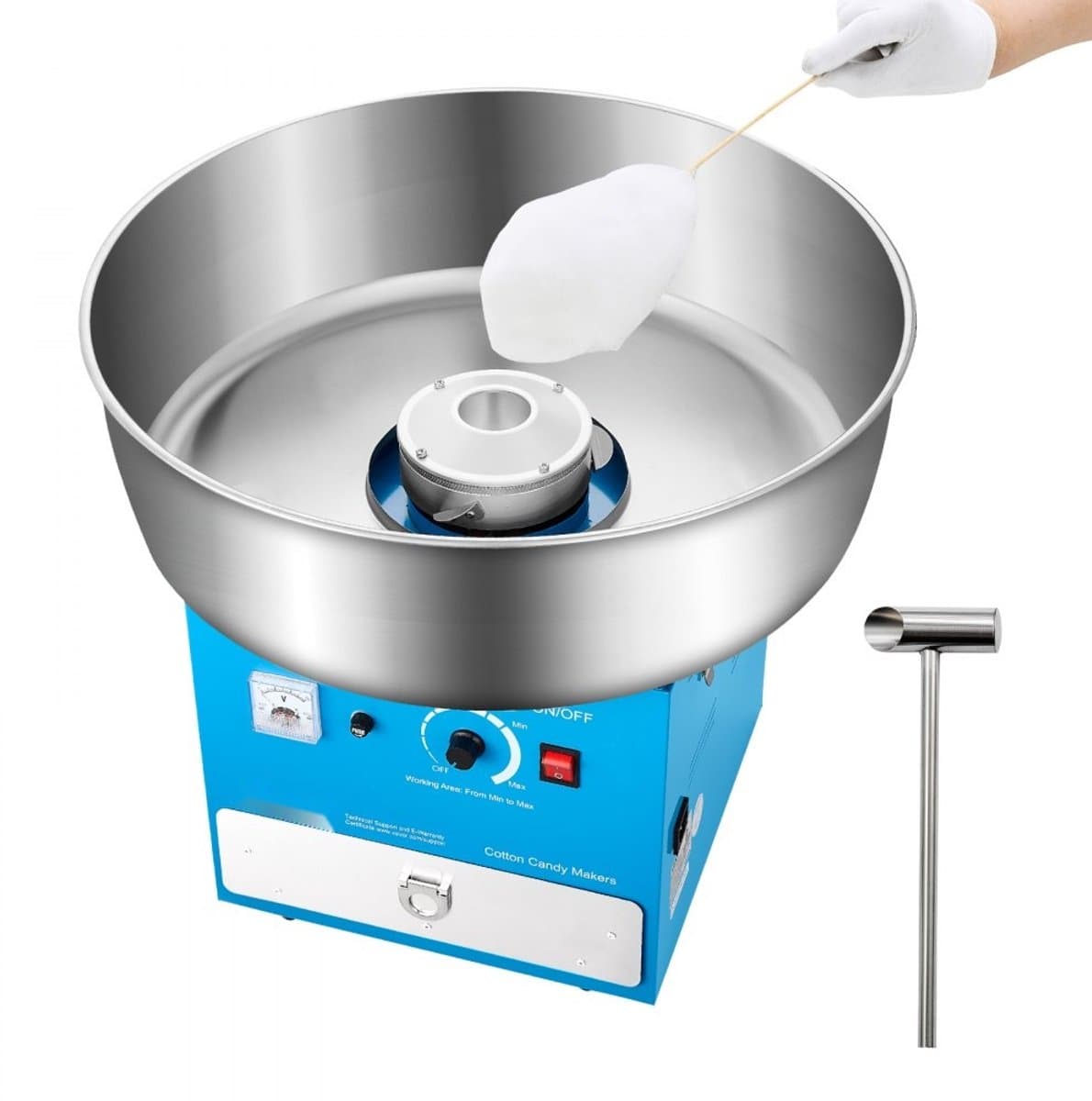 Suikerspinmachine / Suikerspin Maker - Elektrisch Commercieel - 1000W - 52 cm RVS Kom - Inclusief Suikerschep - Met Opberglade - Blauw — afbeelding 1