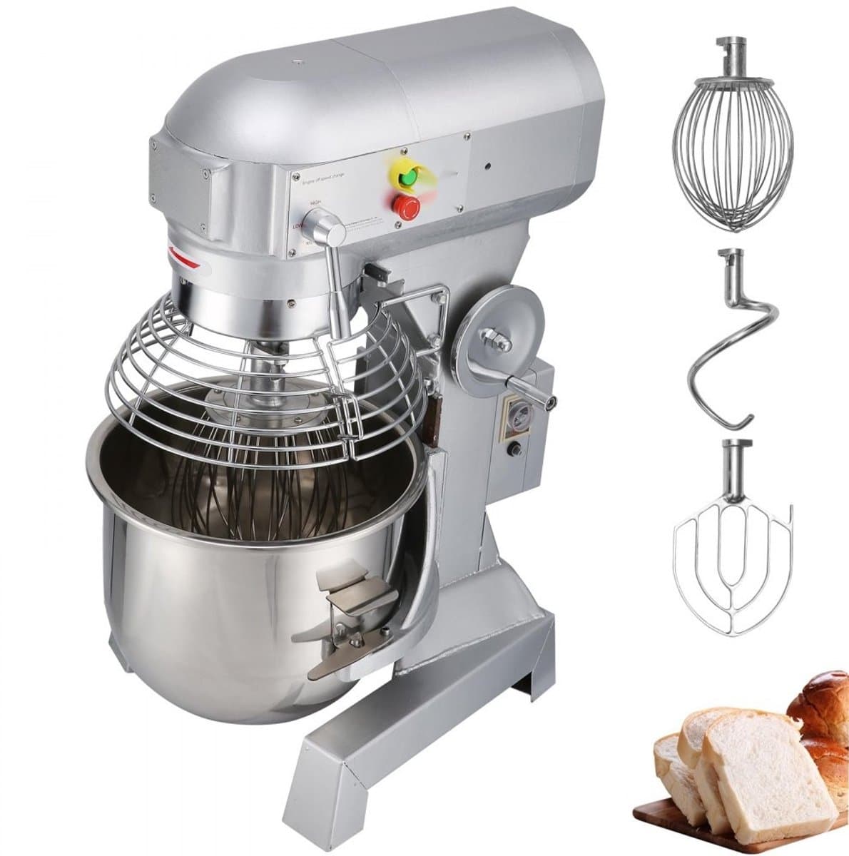 Deegkneedmachine - Standmixer Deegmixer - Inhoud 14,2 L RVS Kom - Vermogen 600 W - Snelheden 130/233/414 rpm - Inclusief Deeghaak, Garde en Roergarde — afbeelding 1