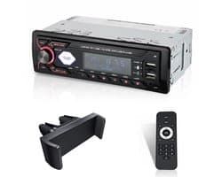 BOSWELL T1 Autoradio - USB, AUX en Handsfree - Autoradio met Bluetooth - Auto Radio voor alle Auto’s - Incl. Telefoonhouder, Afstandsbediening