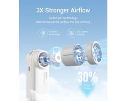 Draagbare Handheld Turboventilator - Oplaadbare Mini-v fan met LED-display en 5 Windstanden voor Buiten en Vakantie