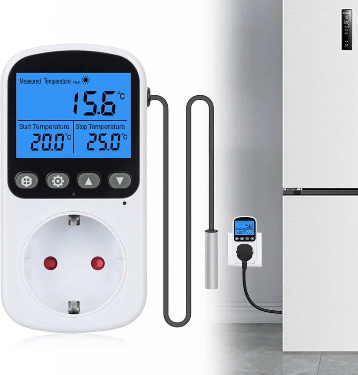Digitale Temperatuurregelaar met Socket en Timer voor Terrarium, Koeling en Verwarming — afbeelding 1