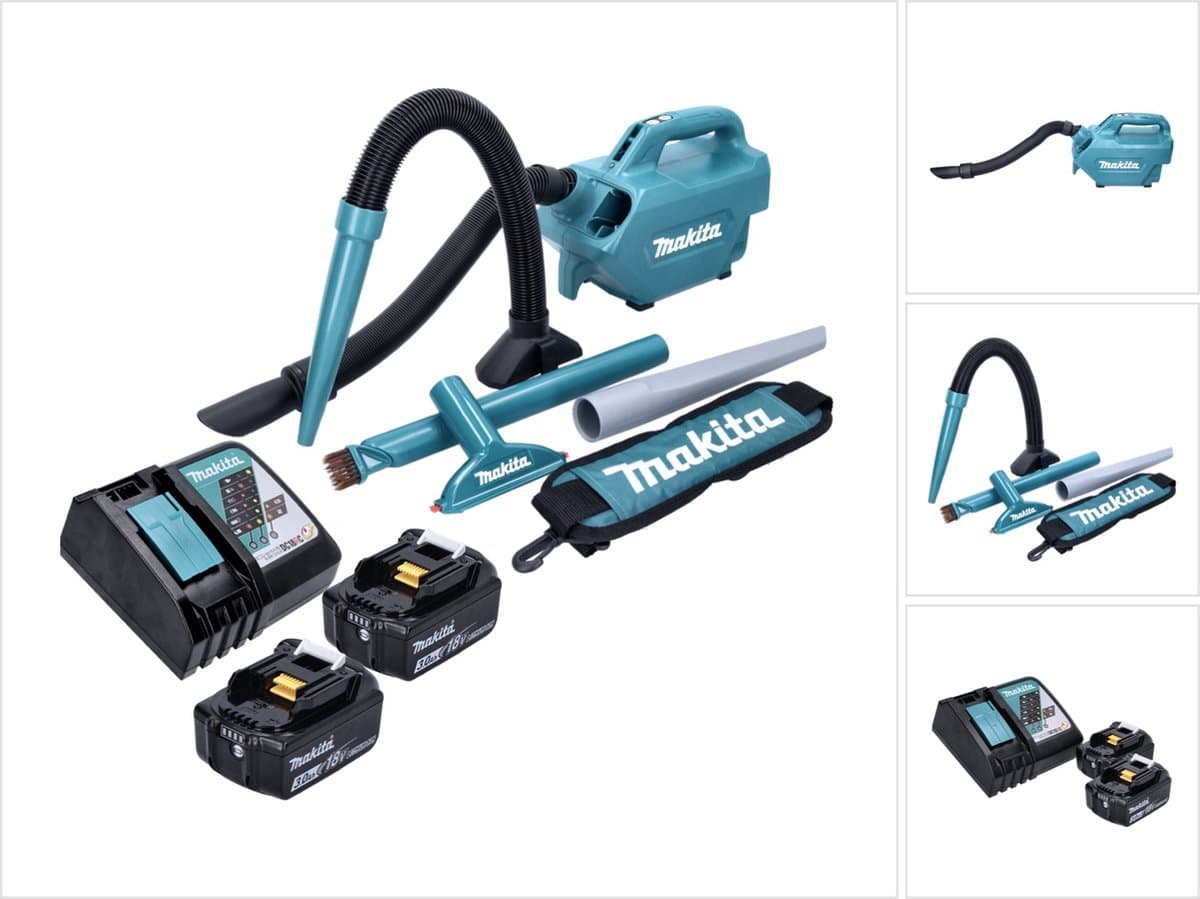 Makita DCL 184 RF snoerloze stofzuiger 18 V 54 mbar 0,5 l + 2x oplaadbare accu 3,0 Ah + lader — afbeelding 1