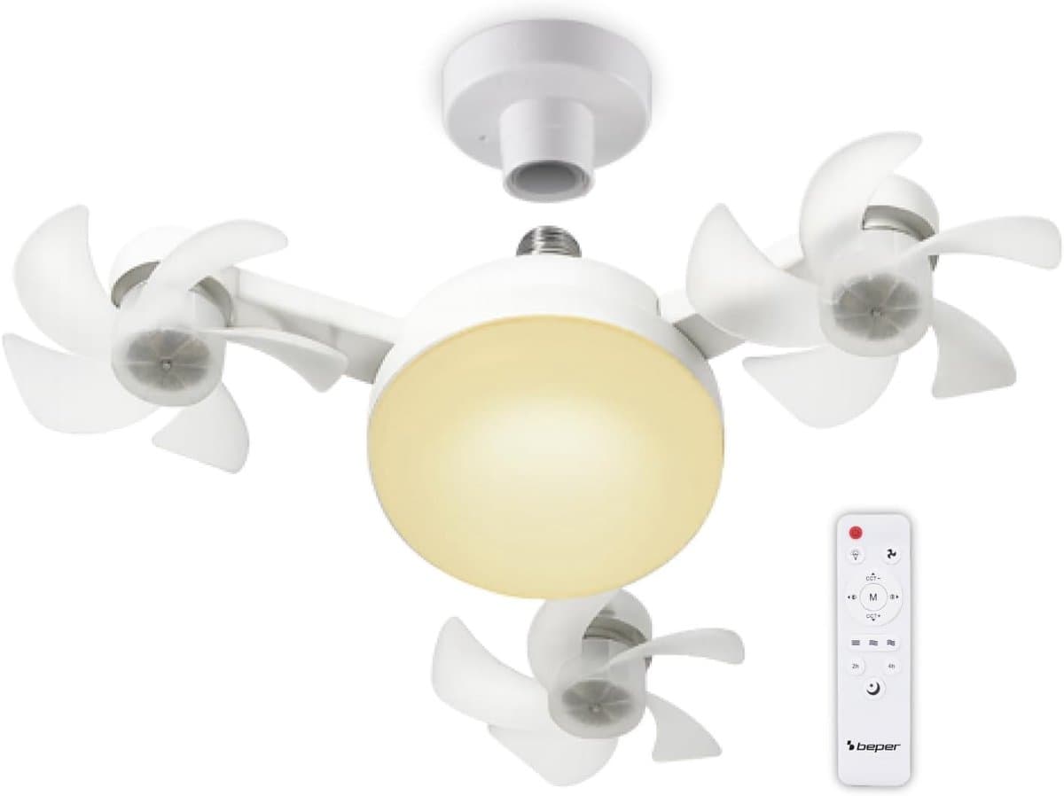 LED's Light Plafondventilator met lamp - Instelbare lichtkleur - Kroonluchter Ventilator - Plafondlampen met Ventilator & Lamp - Stille ventilator - Beste alternatief voor airco - Met remote - Voor slaapkamer,Woonkamer veranda - Wit — afbeelding 1
