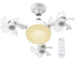 LED's Light Plafondventilator met lamp - Instelbare lichtkleur - Kroonluchter Ventilator - Plafondlampen met Ventilator & Lamp - Stille ventilator - Beste alternatief voor airco - Met remote - Voor slaapkamer,Woonkamer veranda - Wit