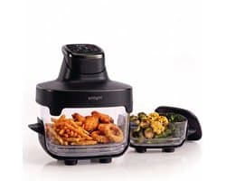 Seeger ClearFry Glazen Airfryer - 6 Programma's - PFAS-Vrij - 60°C Tot 200°C - 2.5L + 4.5L Glazen Containers - Zwart