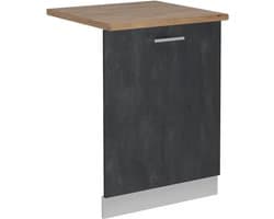 Vaatwasserpaneel - Keukenfront - Keuken Integratie - Flexibele Verstelling - 45 cm breed - Zwart Beton