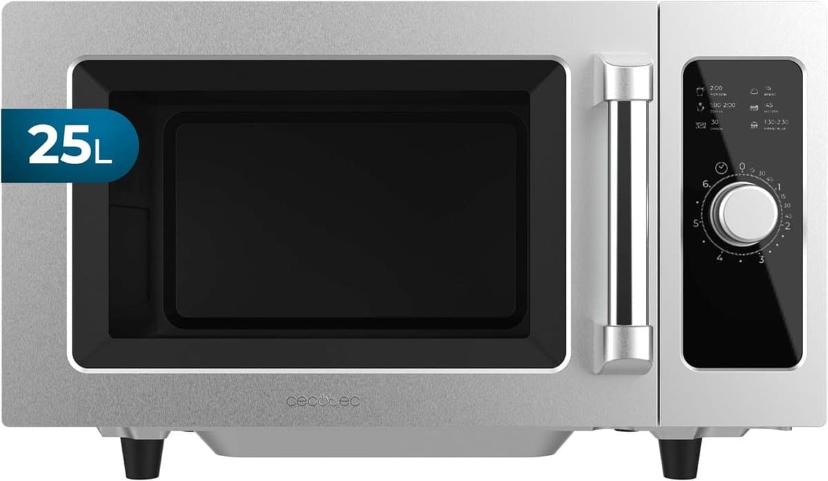 Magnetron Oven - Keuken Apparaat - Snel Eten - Vlakke Binnenruimte - 25 Liter - Roestvrij Staal — afbeelding 1