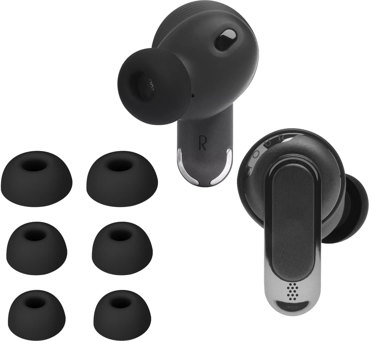 kwmobile 6x cover voor in-ear oortjes geschikt voor JBL Tour Pro 2 - Vervangende oordopjes van siliconen in zwart - 3 maten — afbeelding 1