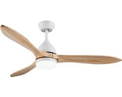 Evolar Smart Plafondventilator met Verlichting en WiFi 127 cm - Stille Plafondlamp met Ventilator - Dimbaar Warm Wit Licht (LED) - Echt Hout - EVO-CF50BWW