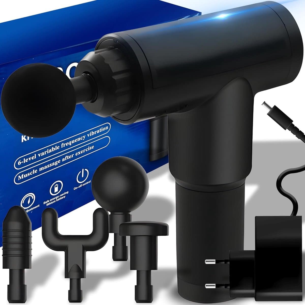 Massagepistool - Spierstimulator - Spierherstel - 6 Intensiteitsniveaus - Tot 16mm Diep - Zwart — afbeelding 1