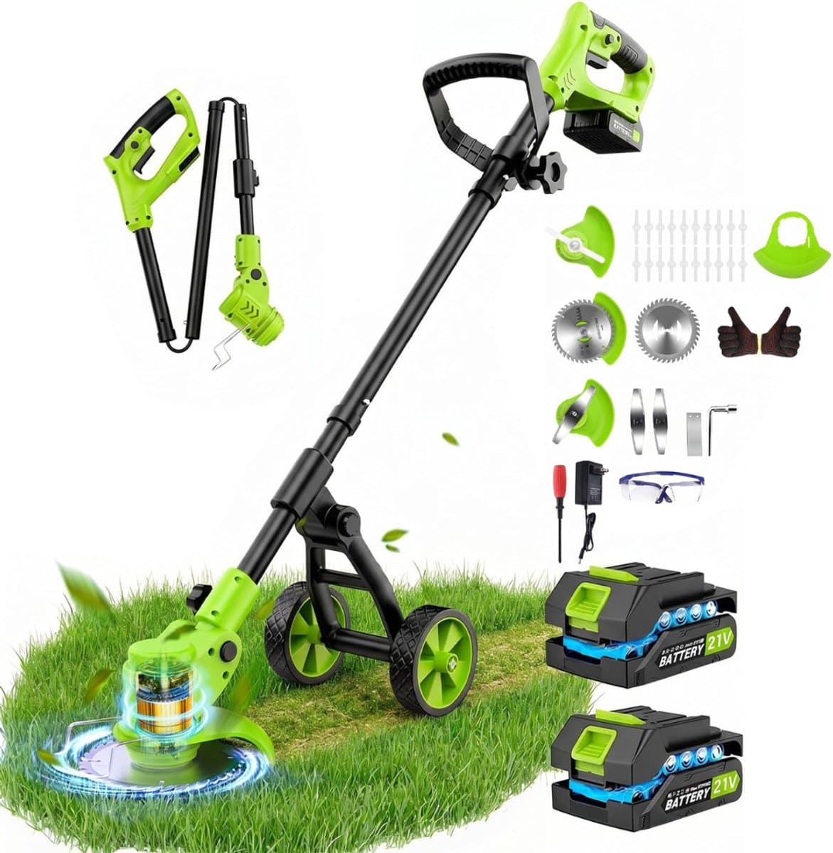 CRLYN® Grasmaaier Elektrisch - Grastrimmers met Accu - Groen — afbeelding 1