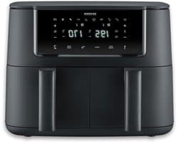 Heteluchtfriteuse Dubbel - Airfryer Duo - Gezond Koken - Dubbele Manden - 8 Liter - Zwart