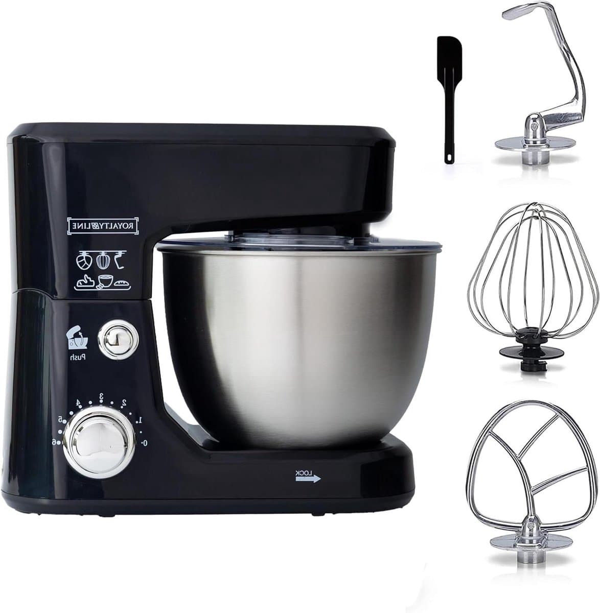 Keukenmachine - Mixer Robot - Bakken en Koken - Planetaire Beweging - 4 Liter Kom - Zwart — afbeelding 1