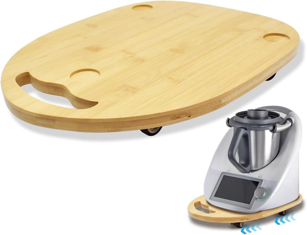 Keukenmachine Plank - Glider Board - Gemakkelijk Verplaatsen - Met Wielen en Handgrepen - 36 cm - Houtkleur — afbeelding 1