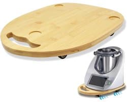 Keukenmachine Plank - Glider Board - Gemakkelijk Verplaatsen - Met Wielen en Handgrepen - 36 cm - Houtkleur