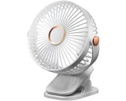 Stille USB-ventilator - Mini bureauventilator, 5 windsnelheden, 360° draaibaar - Kleine wandventilator, geschikt voor kantoor, thuis en op de camping - Wit - 1 stuk