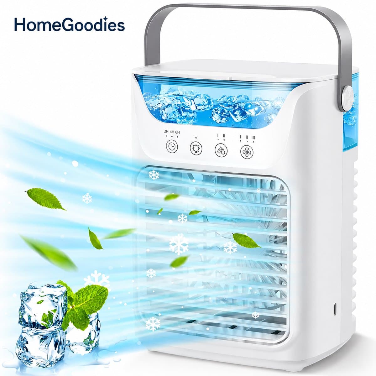 HomeGoodies - Airco - Mobiele airconditioner - Vernevelingsventilator Met Timer - 650 ML - Voor Slaapkamer, Kantoor & Camper — afbeelding 1