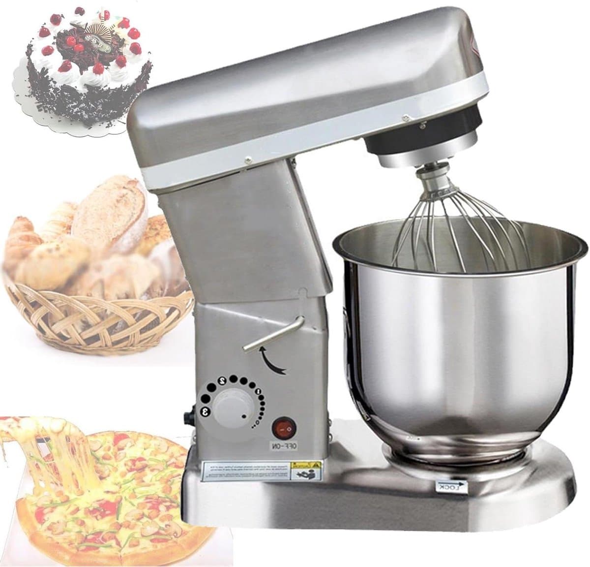 Keukenmixer met Kom - Standmixer Bakken - Thuis Bakken - Krachtige Planetaire Beweging - 7L - Zilver — afbeelding 1