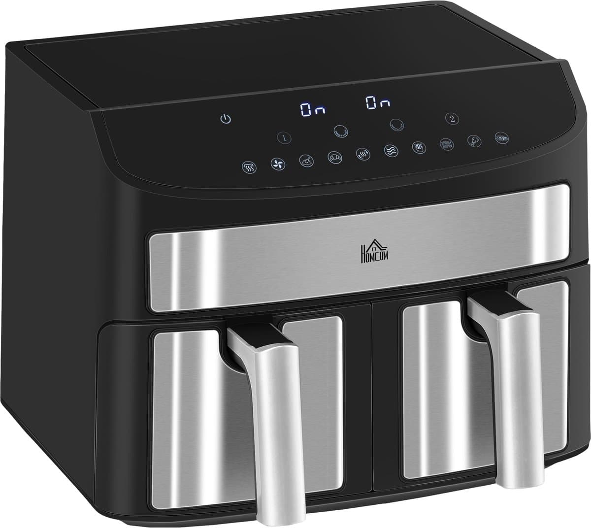 Airfryer - Airfryen - Dubbele Airfryer - 8 liter - Met timer - Instelbare temperatuur - 2400W - 10 programma's - Match Cook - Energiebesparing - 38 x 36x31 cm - Zwart — afbeelding 1