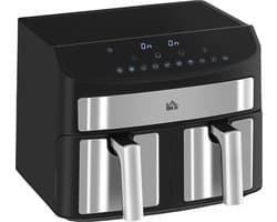 Airfryer - Airfryen - Dubbele Airfryer - 8 liter - Met timer - Instelbare temperatuur - 2400W - 10 programma's - Match Cook - Energiebesparing - 38 x 36x31 cm - Zwart