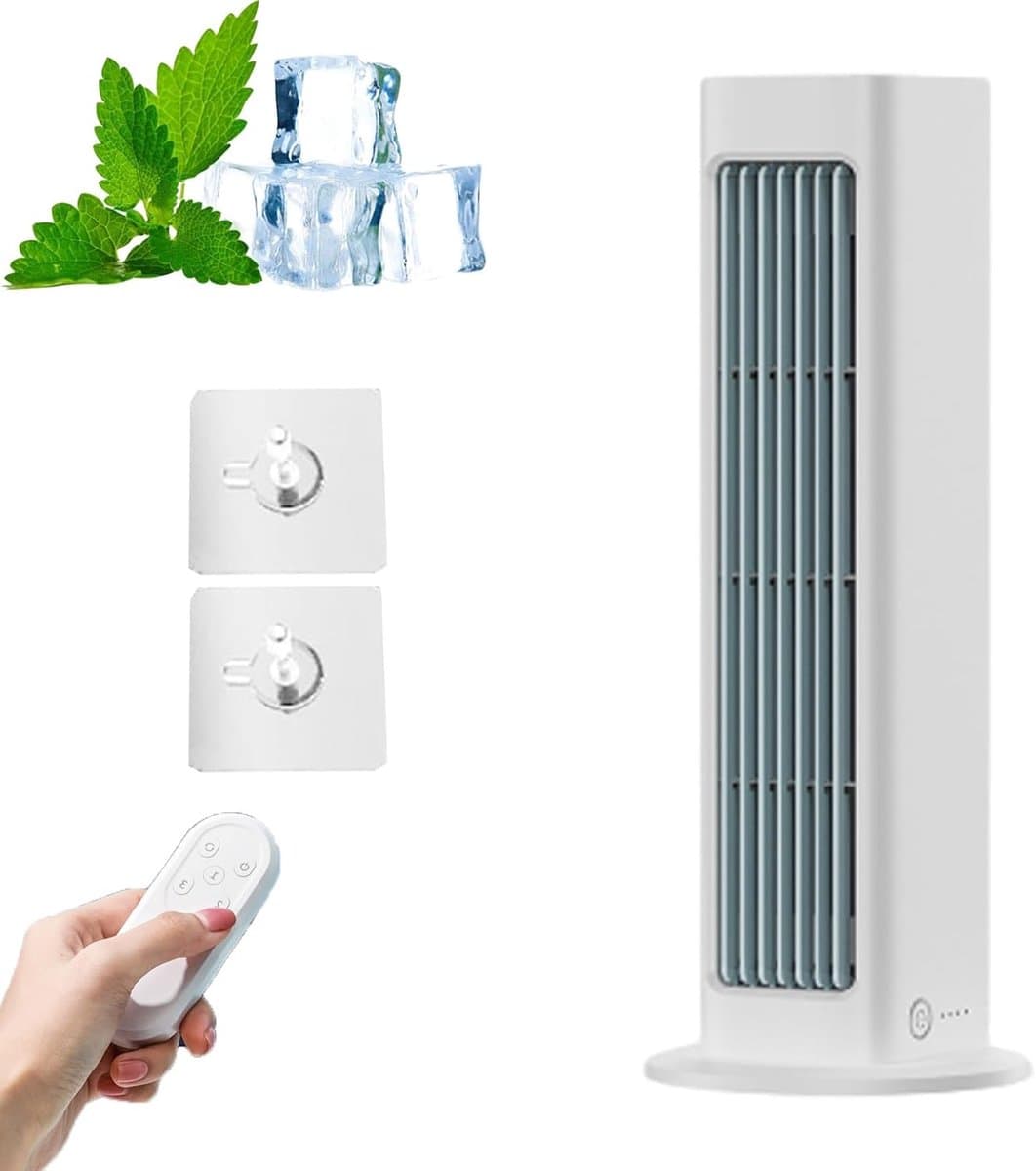 Ventilator - Vloerventilator - Ventilator staand - Luchtkoeler - Bladloze ventilator - Bureauluchtkoeler - Oscillerende luchtkoeler - 32,8*7,5*7,4 cm - Wit - ABS — afbeelding 1