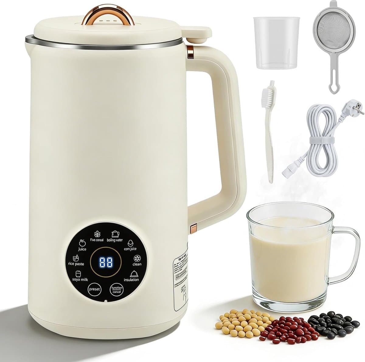 SnelShoppen - Nut Milking Machine 1000 ml - 8-in-1 Plantaardige Melk Machine - Automatische Warmhoudfunctie en Zelfreinigend - Multifunctionele Oat Mi — afbeelding 1