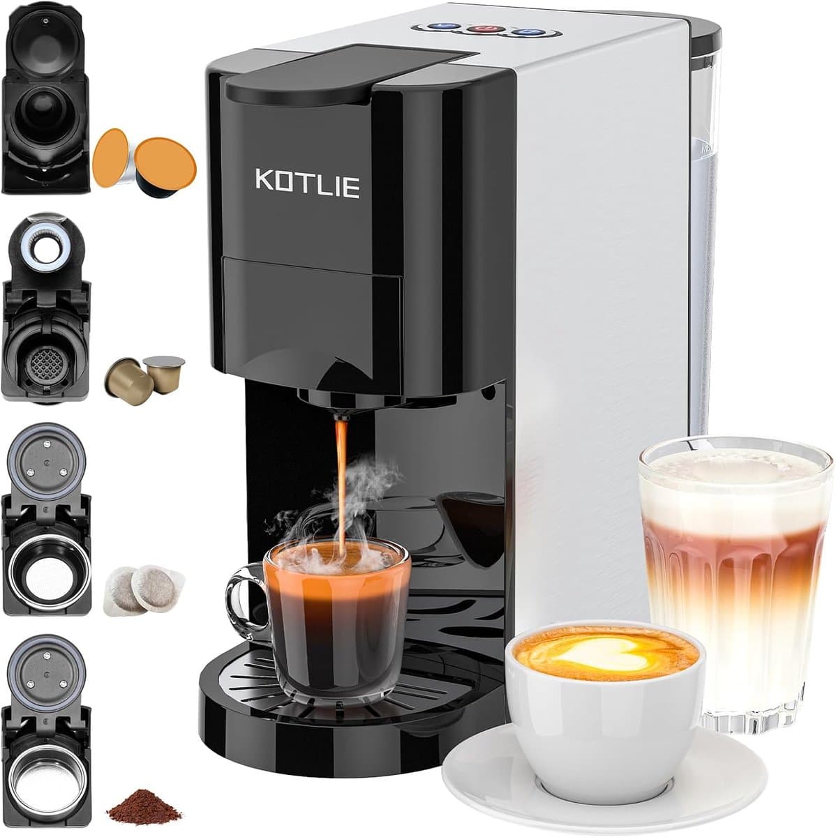 Capsule Koffiezetapparaat - Eenkopsmachine Espresso - Thuis Koffie Zetten - 4-in-1 Functionaliteit - 800 ml Tank - Zwart — afbeelding 1
