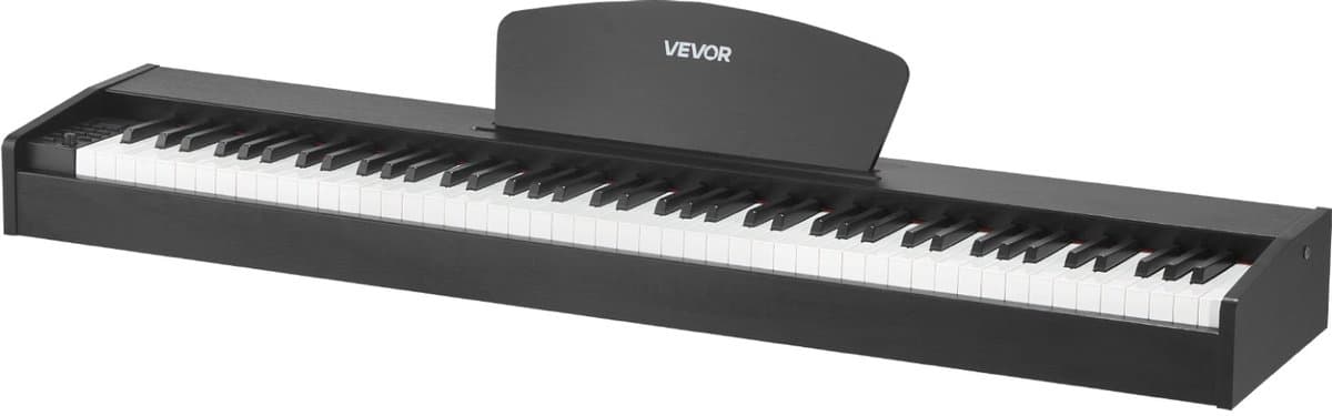 VEVOR Gewogen Digitale Piano, 88 Toetsen Volledig Gewogen, Elektrische Piano met Dubbel Klavier En Luidsprekers, Muziekstandaard, Sustainpedaal, Opnamefunctie, 280 Toetsen, Draadloze Verbinding, voor Beginners, Zwart — afbeelding 1