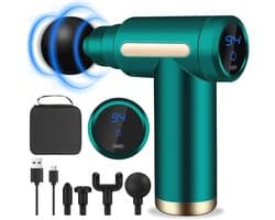 Mini Massagepistool voor Spieren - Ultra Stil, 6 Snelheden, 4 Massagekoppen - Draagbare Spierverlichter met LCD-Scherm