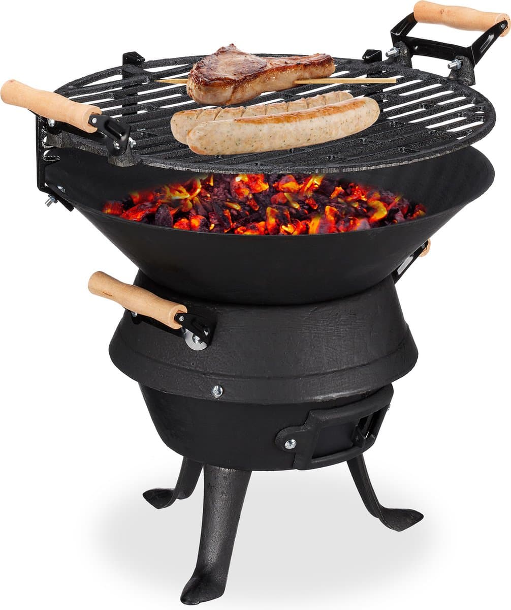 Houtskoolbarbecue - kolenbarbecue - bbq - camping barbecue - gietijzer - zwart — afbeelding 1